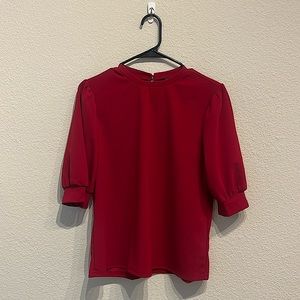 SHEIN Red Short Sleeve Top Size L Large High Neck